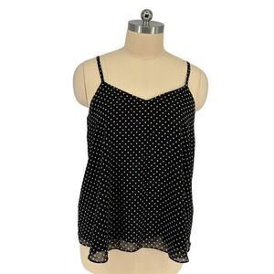 Torrid Sophie Cami Black Polka Dot Chiffon Double Layer V-Neck Size 2